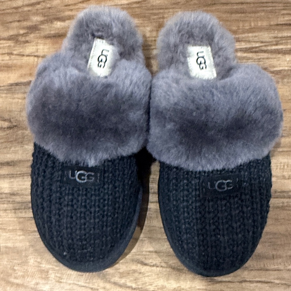 UGG black Knit Slippers with Plush Lining